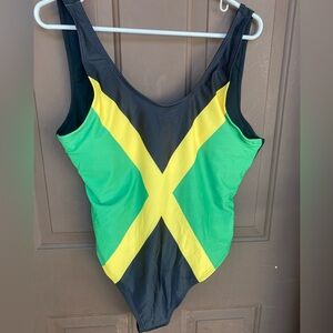 Tummy Control  One Piece Swimsuit Jamaican Flag size XXL softcup bra
